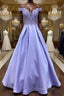 Blue purple lace satin long Evening Prom Dress blue purple formal Dress