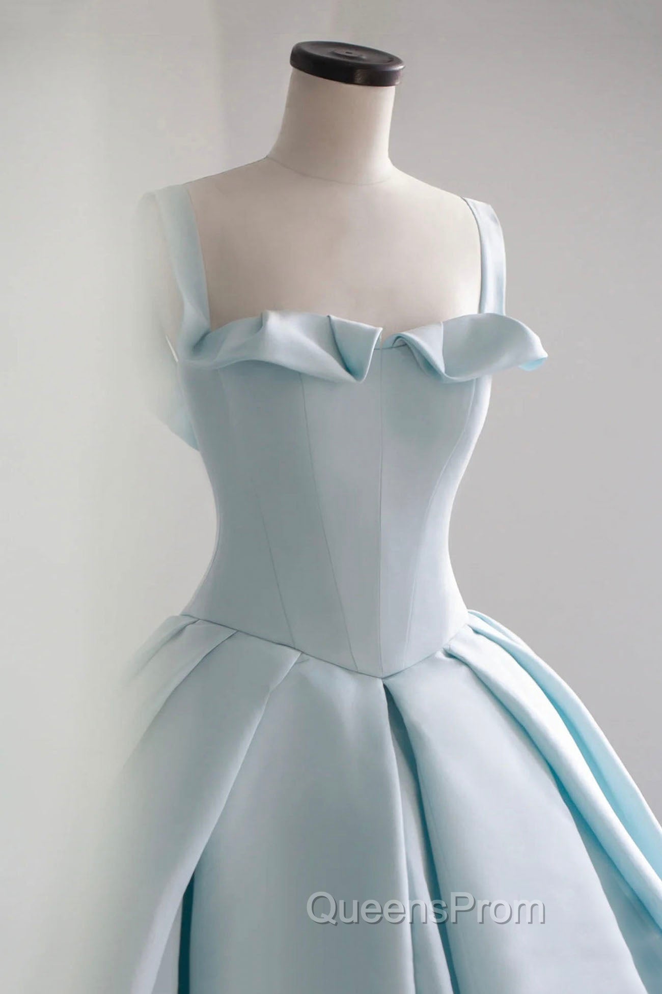 Blue Satin Long A-Line Evening Dress, Blue Evening Prom Evening Dress Secondary image