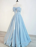 Blue Satin Long A-line Party Dress Evening Prom Dress Blue Floor Length Evening Dress Evening Prom Dress shops