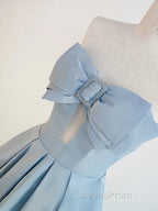 Blue Satin Long A-line Party Dress Evening Prom Dress Blue Floor Length Evening Dress Evening Prom Dress shops