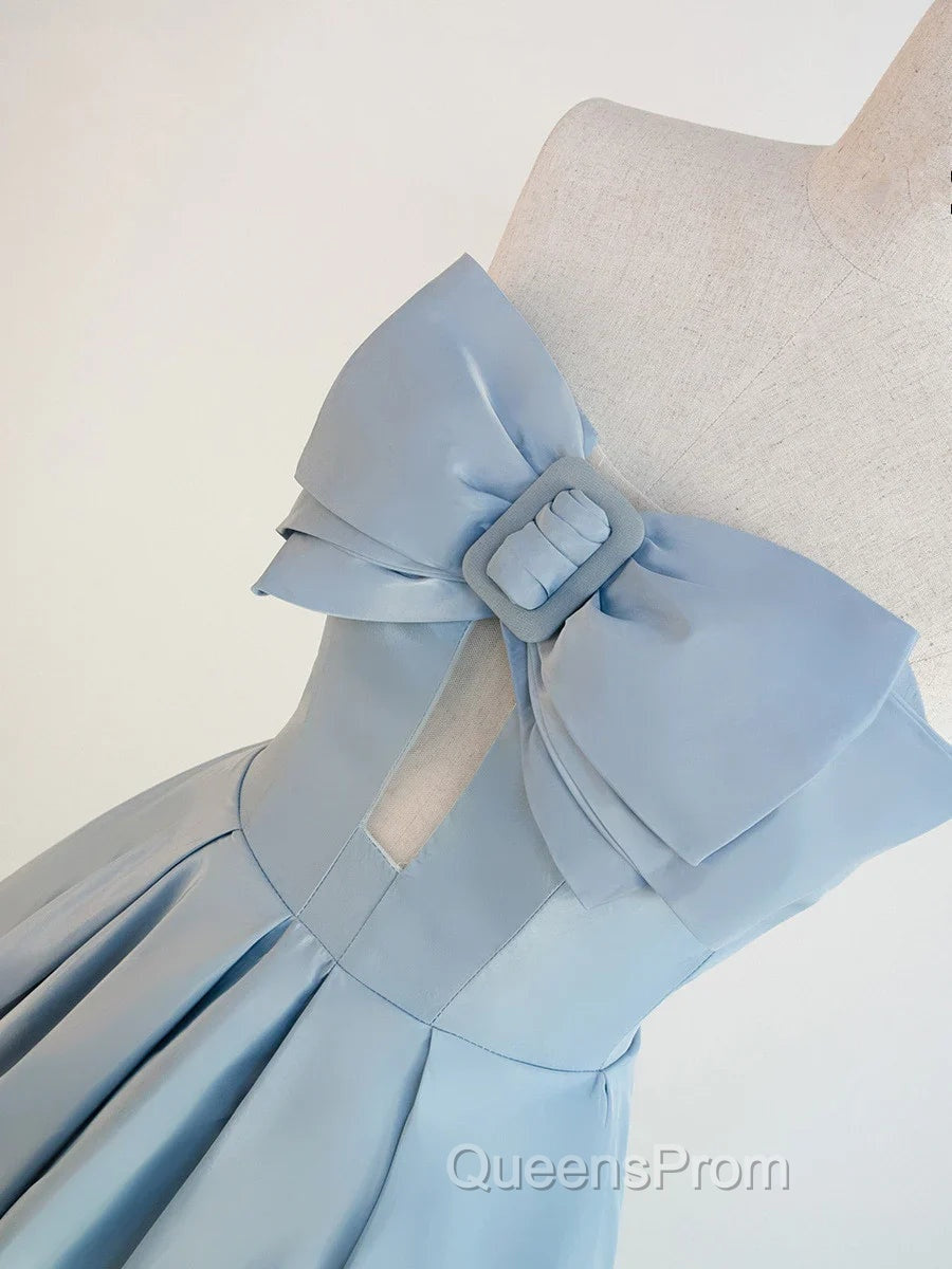 Blue Satin Long A-line Party Dress Evening Prom Dress Blue Floor Length Evening Dress Evening Prom Dress shops