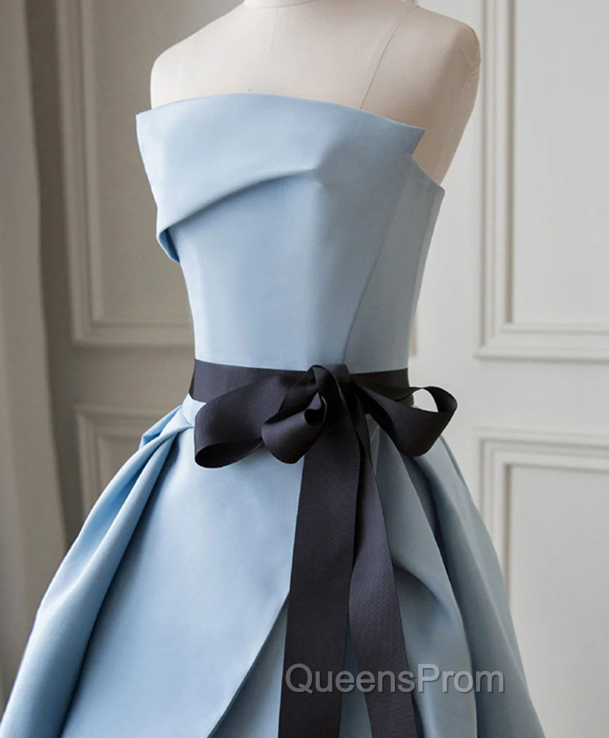 Blue Satin Long Party Dress Evening Dress, Blue Satin Evening Prom Dress Secondary image