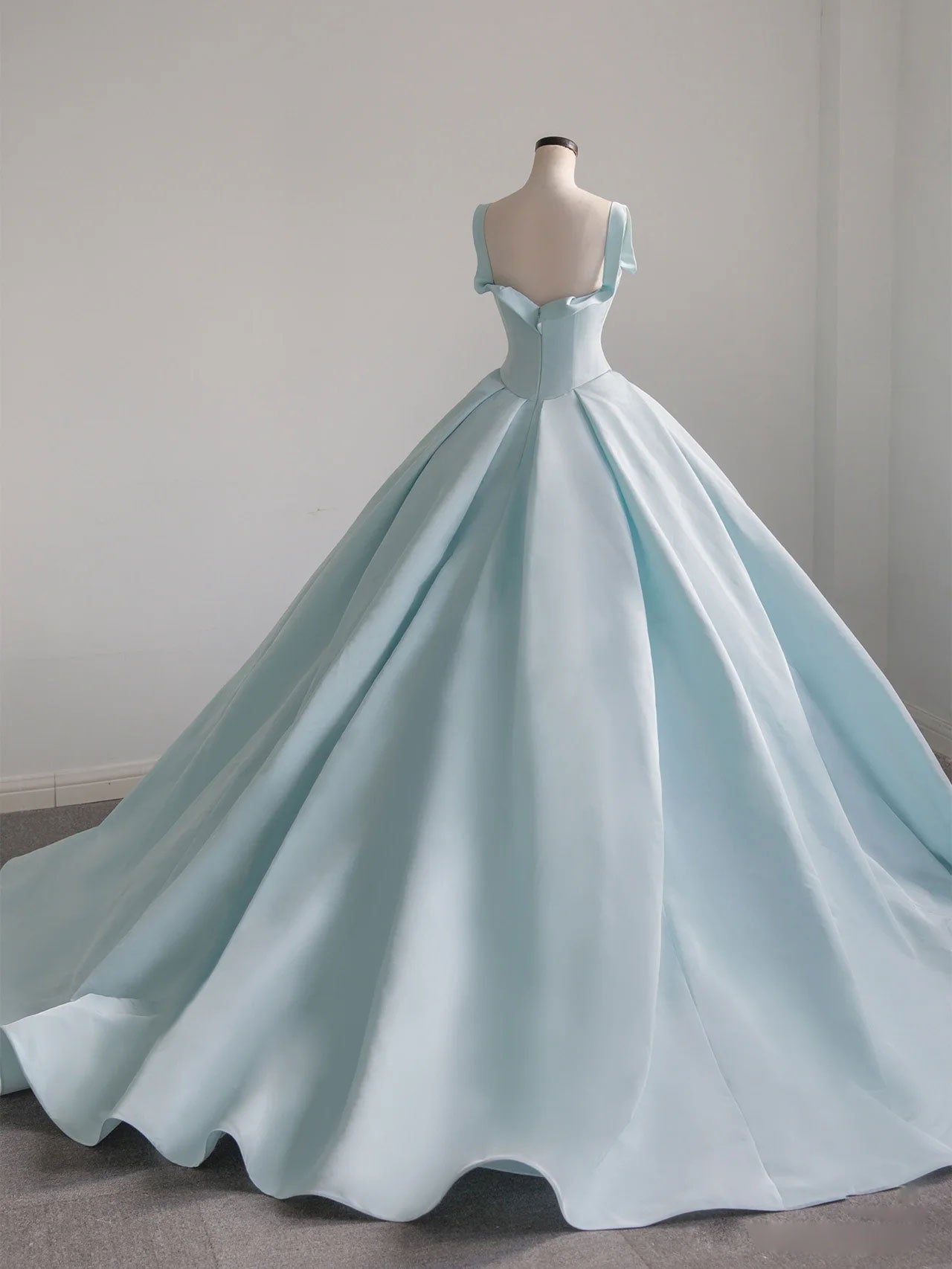 Blue Satin Long Classy Prom Dress, Blue Sweet 16 Dress Secondary image