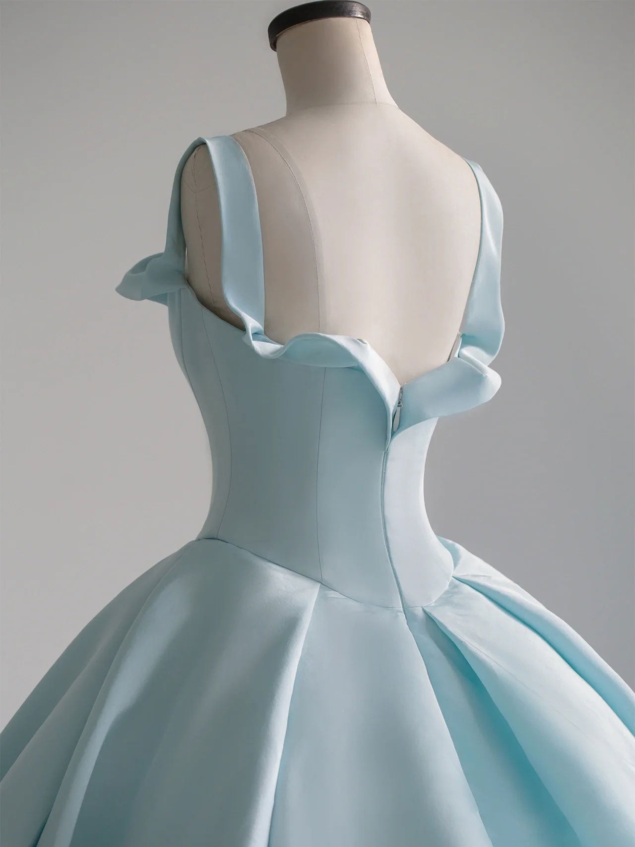 Blue Satin Long Classy Prom Dress, Blue Sweet 16 Dress