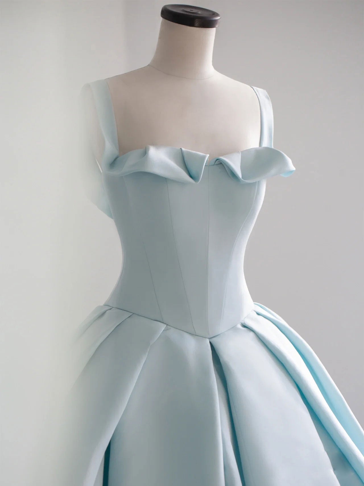 Blue Satin Long Classy Prom Dress, Blue Sweet 16 Dress