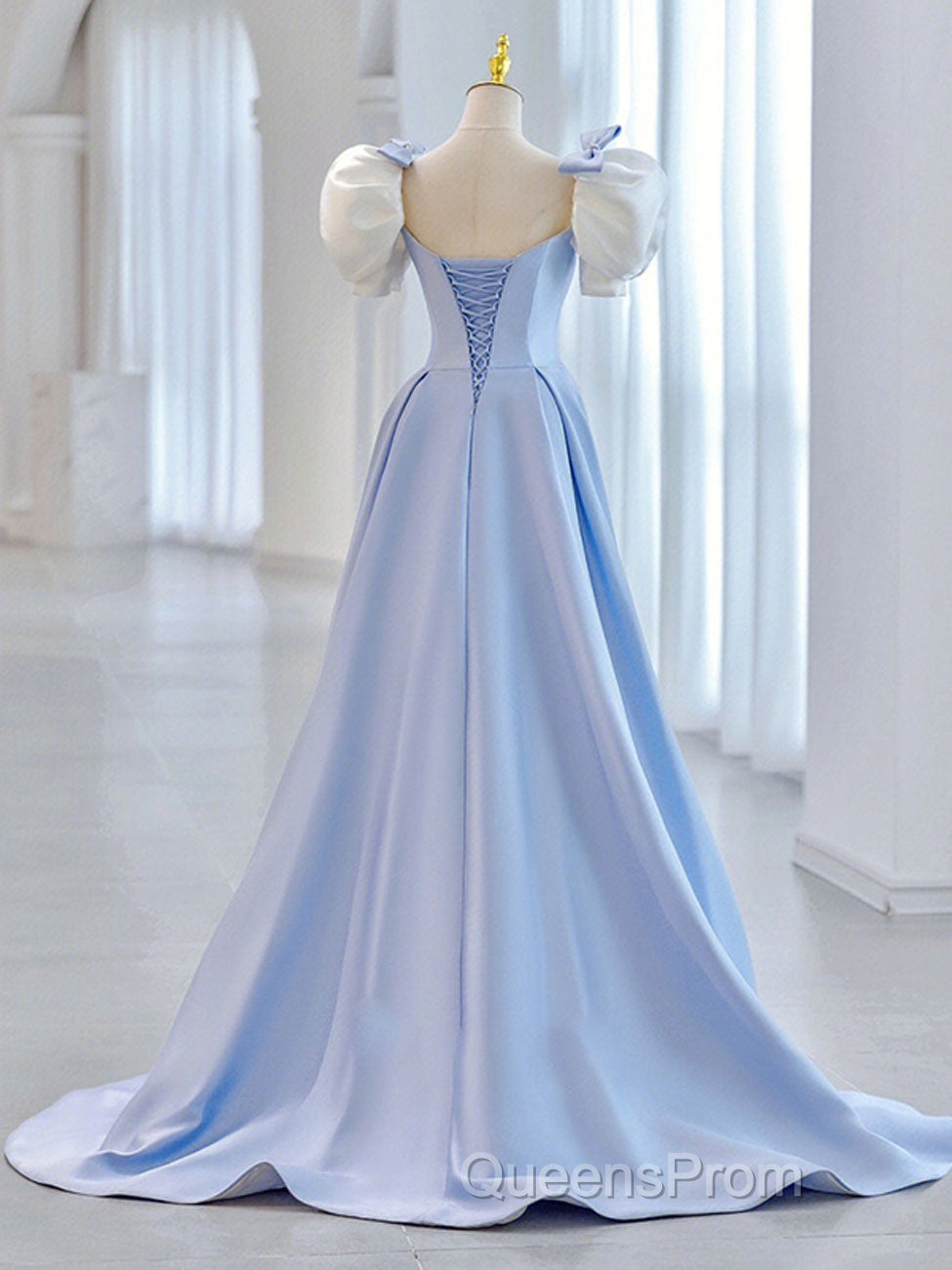 Blue Satin Long Evening Prom Dress, Blue Formal Graduation Dress Secondary image