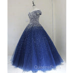 Blue Sequins Ball Gown Off Shoulder Party Dress Blue Sweet 16 Gown Evening Prom Dress shops