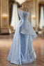 Blue Sequins Spaghetti Straps Evening Prom Dress