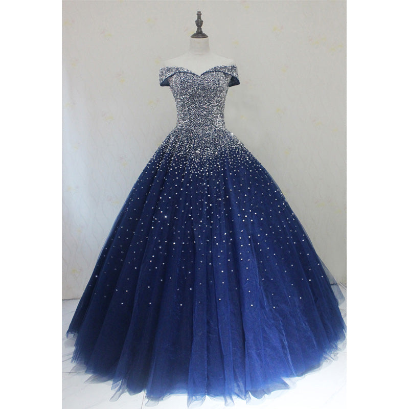 Blue Sequins Sweetheart Ball Gown Sweet 16 Gown, Blue Tulle Party Dress Secondary image