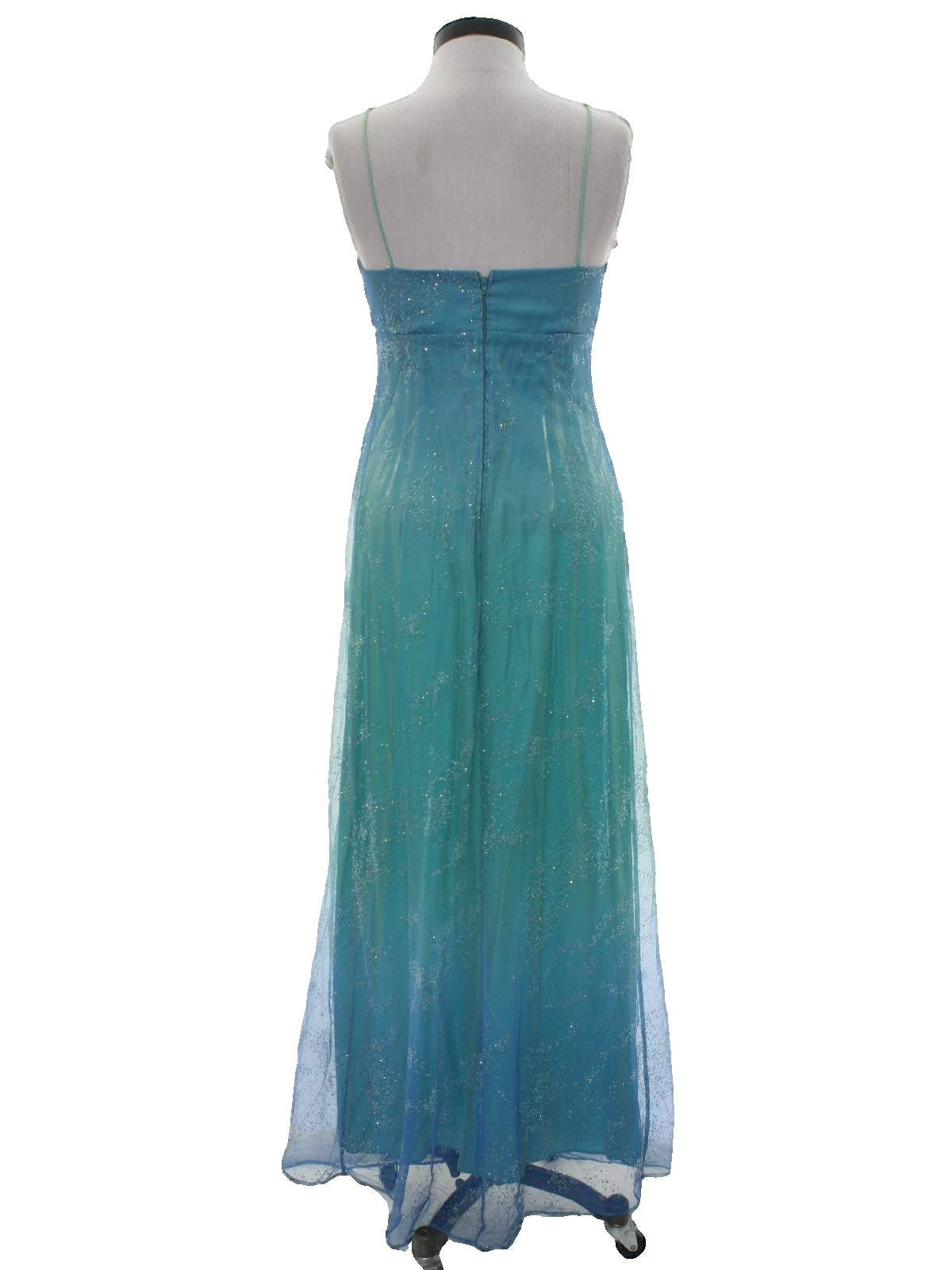 Blue Shiny Fashion Gradient Spray Gold Retro Elegant Sling Long Tulle Ball Gown Classy Evening Dress Party Dress