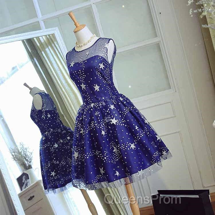 Blue Short Beautiful Homecoming Dress Tulle SleevelessEvening Prom Dress, Blue Party Dress Secondary image