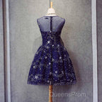 Blue Short Beautiful Homecoming Dress Tulle SleevelessEvening Prom Dress, Blue Party Dress