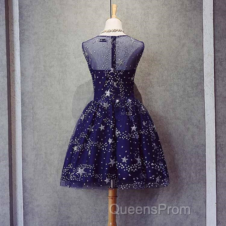 Blue Short Beautiful Homecoming Dress Tulle SleevelessEvening Prom Dress, Blue Party Dress