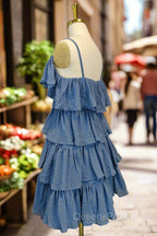 Blue Short Evening Prom Dress A-line V Neck Lovely Homecoming Dress