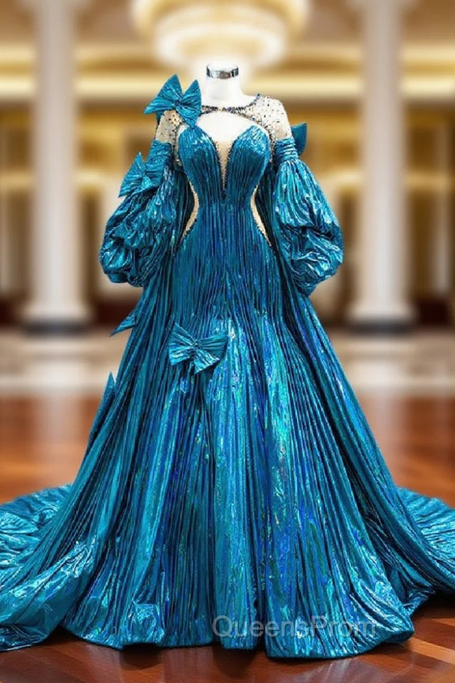 Blue Strapless Pleats Evening Prom Dress With Shawl