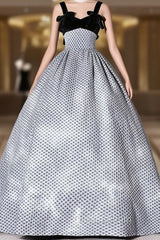 Blue Straps Black Velvet Quinceanera Dress