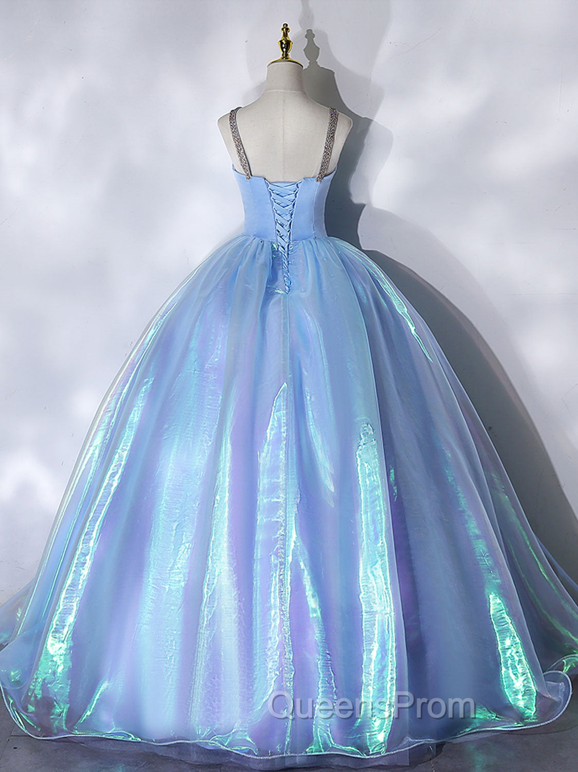 Blue Sweetheart Neck Long Evening Prom Dress, Unique Blue Sweet 16 Dress