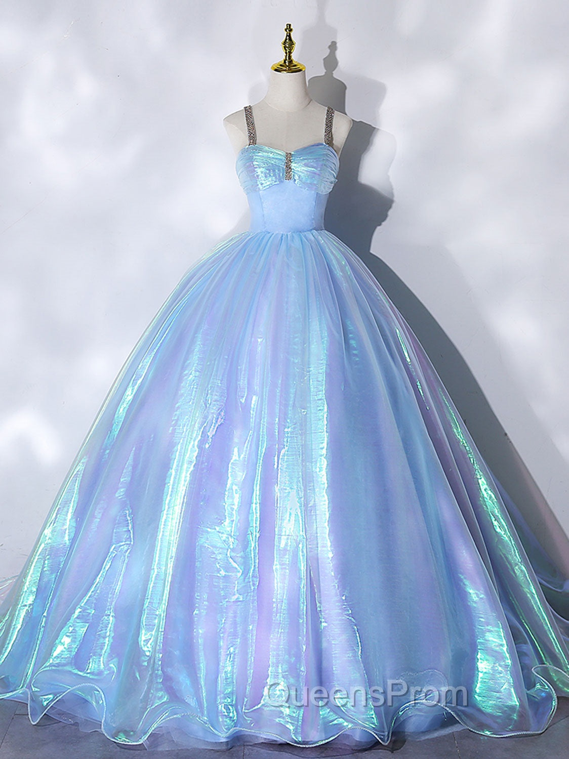 Blue Sweetheart Neck Long Evening Prom Dress, Unique Blue Sweet 16 Dress
