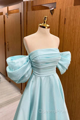 Blue Tulle Floor Length Evening Prom Dress, Beautiful A-Line Formal Evening Dress
