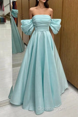 Blue Tulle Floor Length Evening Prom Dress, Beautiful A-Line Formal Evening Dress