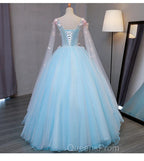 Blue Tulle Evening Dress with Pink Lace Blue Ball Gown Sweet 16 Dress Evening Prom Dress shops
