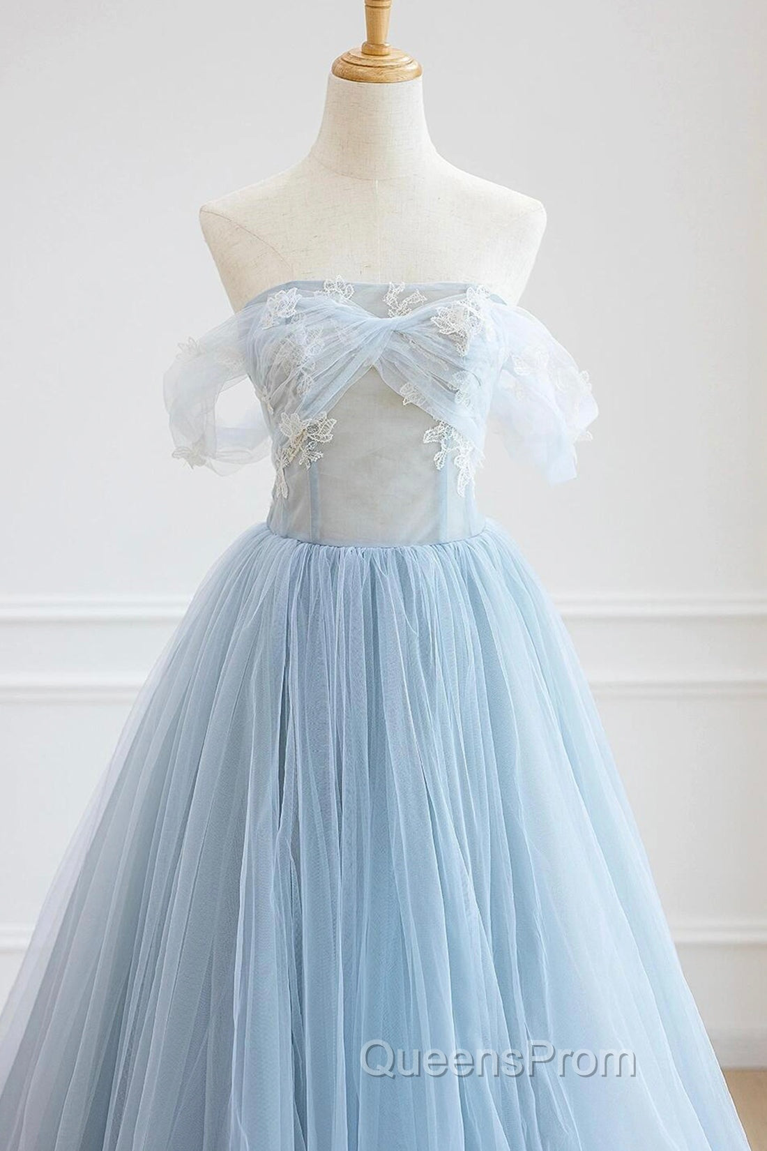 Blue Tulle Lace Long Evening Prom Dress, High Low A-Line Evening Party Dress Secondary image