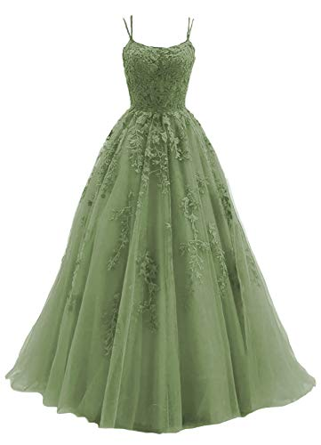 Blue Tulle Long A Line Classy Prom Dress Lace Classy Evening Dress