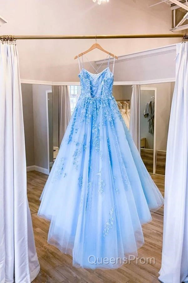 Blue Tulle Long Backless A Line Evening Prom Dress Evening Dress Secondary image