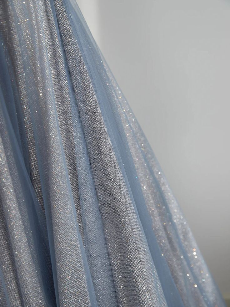 Blue Tulle Long Classy Prom Dress A-Line Off The Shoulder Classy Evening Party Dress