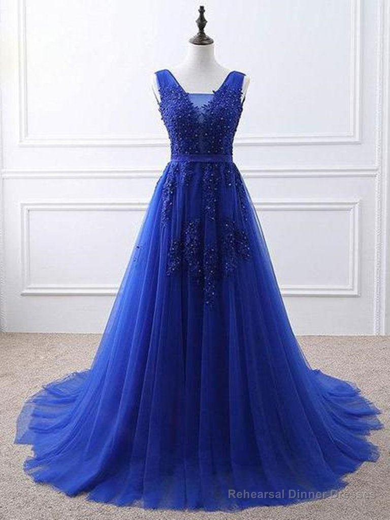 Blue Tulle Long Prom Dress , Blue Formal Gown Secondary image