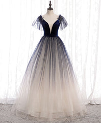 Blue Tulle Long Prom Dress Blue Tulle Formal Dress