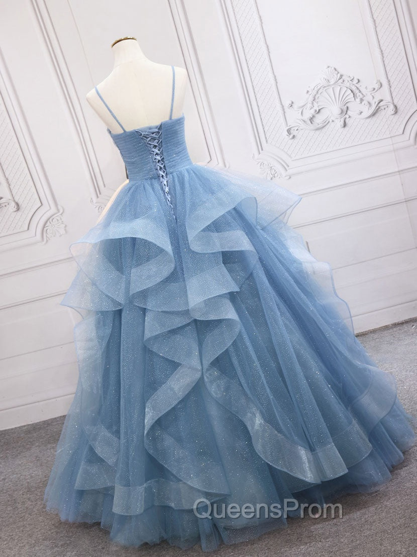 Blue Tulle Long Evening Prom Dress, Blue Tulle Evening Dress Sweet 16 Dress Secondary image