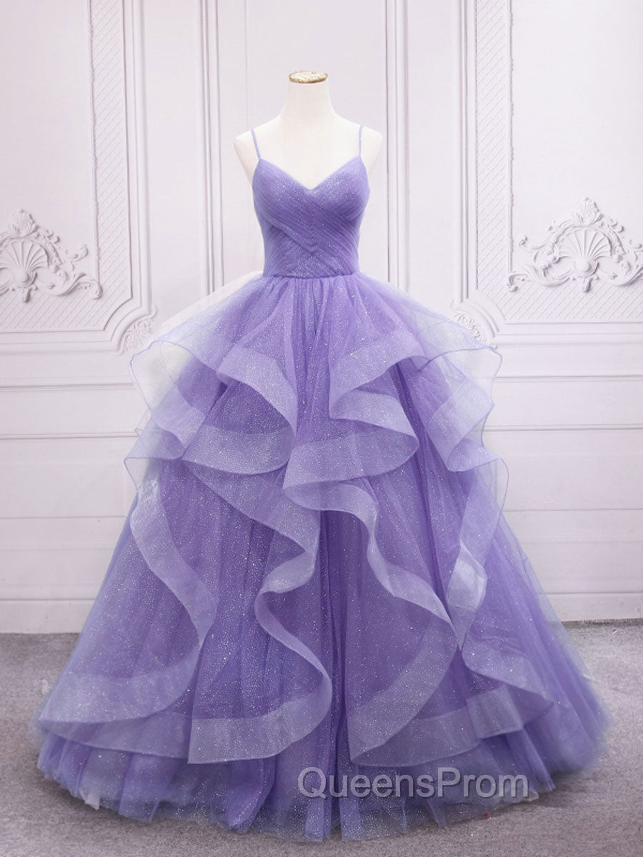 Blue Tulle Long Evening Prom Dress, Blue Tulle Evening Dress Sweet 16 Dress