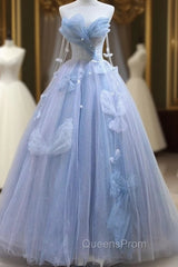 Blue Tulle Off the Shoulder Butterfly Evening Prom Dress