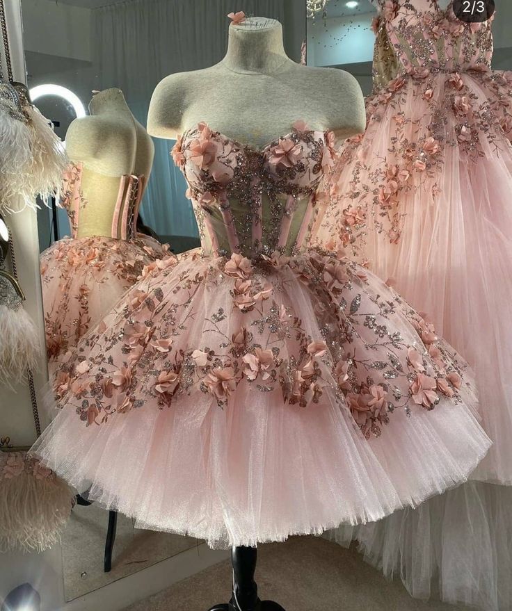 Blue Tulle Short Homecoming Dress With 3D Flowers Secondary image
