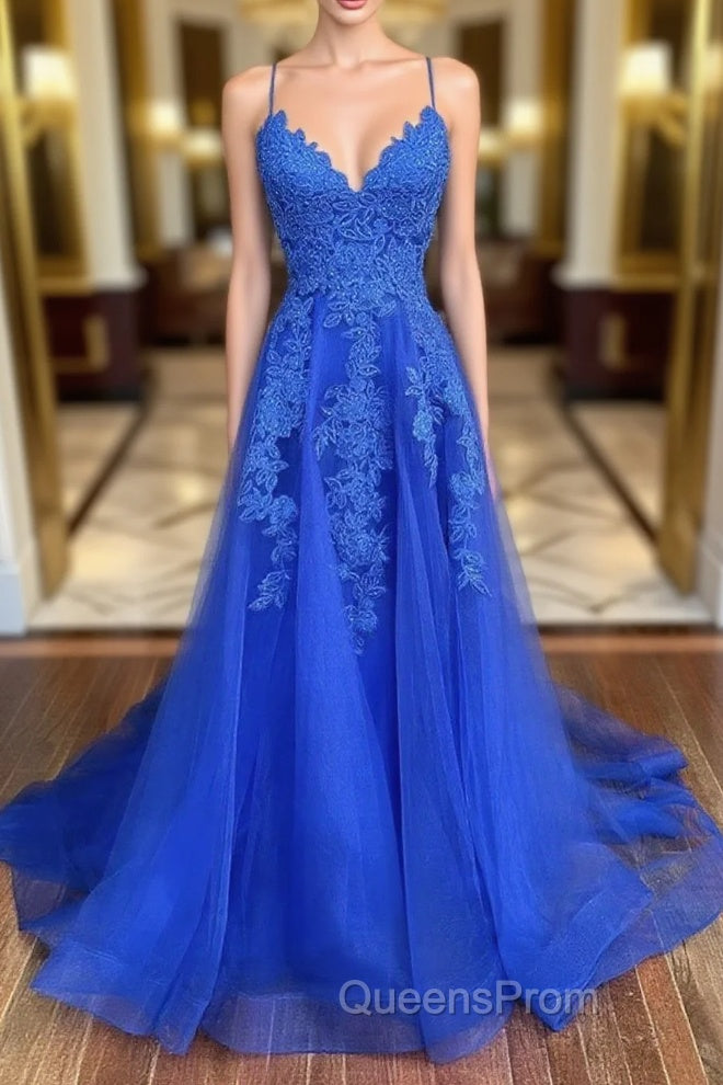 Blue Tulle with Lace A-line Floor Length Party Dress Blue Junior Evening Prom Dress Evening Prom Dress shops