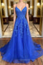 Blue Tulle with Lace A-line Floor Length Party Dress Blue Junior Evening Prom Dress Evening Prom Dress shops