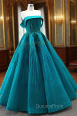 Blue Tullle Strapless Pleats Beading Evening Prom Dress