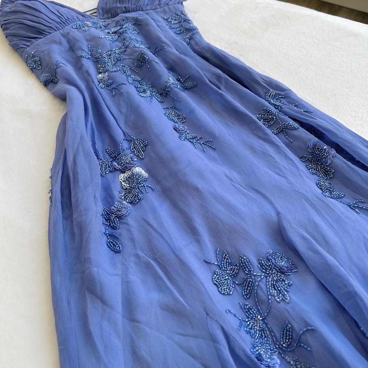 Blue Vintage Elegant V Neck Exquisite Embroidery Applique Beading Long Chiffon Classy Prom Dress Classy Evening Gown Party Dress Secondary image