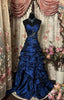 Blue Vintage Rhinestone Embellished Elegant Long Pleated Ball Gown Classy Evening Dress