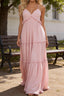 Blush A-line V Neck Sleeveless Floor-Length Chiffon Prom Dress Long Prom Dresses Backless with Pleated Ruffles