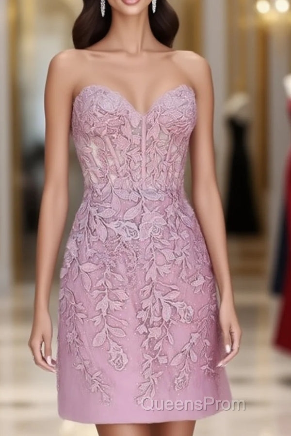 Blush Lace Corset Homecoming Dress