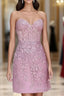 Blush Lace Corset Homecoming Dress