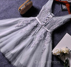 Blush Pink Lace Appliqued Tulle Homecoming Dress,Formal Dress
