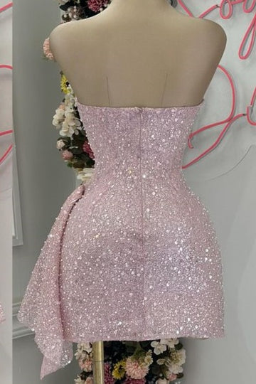 Blushing Pink Sequins Cocktail Dress Woman Elegant Wedding Classy Prom Dress Gowns Mini Graduation Dress Vestido De GraduacióN Vestido De Fiesta Homecoming Dress Secondary image