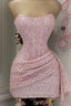 Blushing Pink Sequins Cocktail Dress Woman Elegant Wedding Classy Prom Dress Gowns Mini Graduation Dress Vestido De GraduacióN Vestido De Fiesta Homecoming Dress