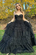 Blushing Pink Tulle Ruffle Layers Lace-Up Back A-Line Evening Prom Dress