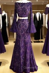 Boho Chic Mermaid Two Piece Lace Evening Prom Dress