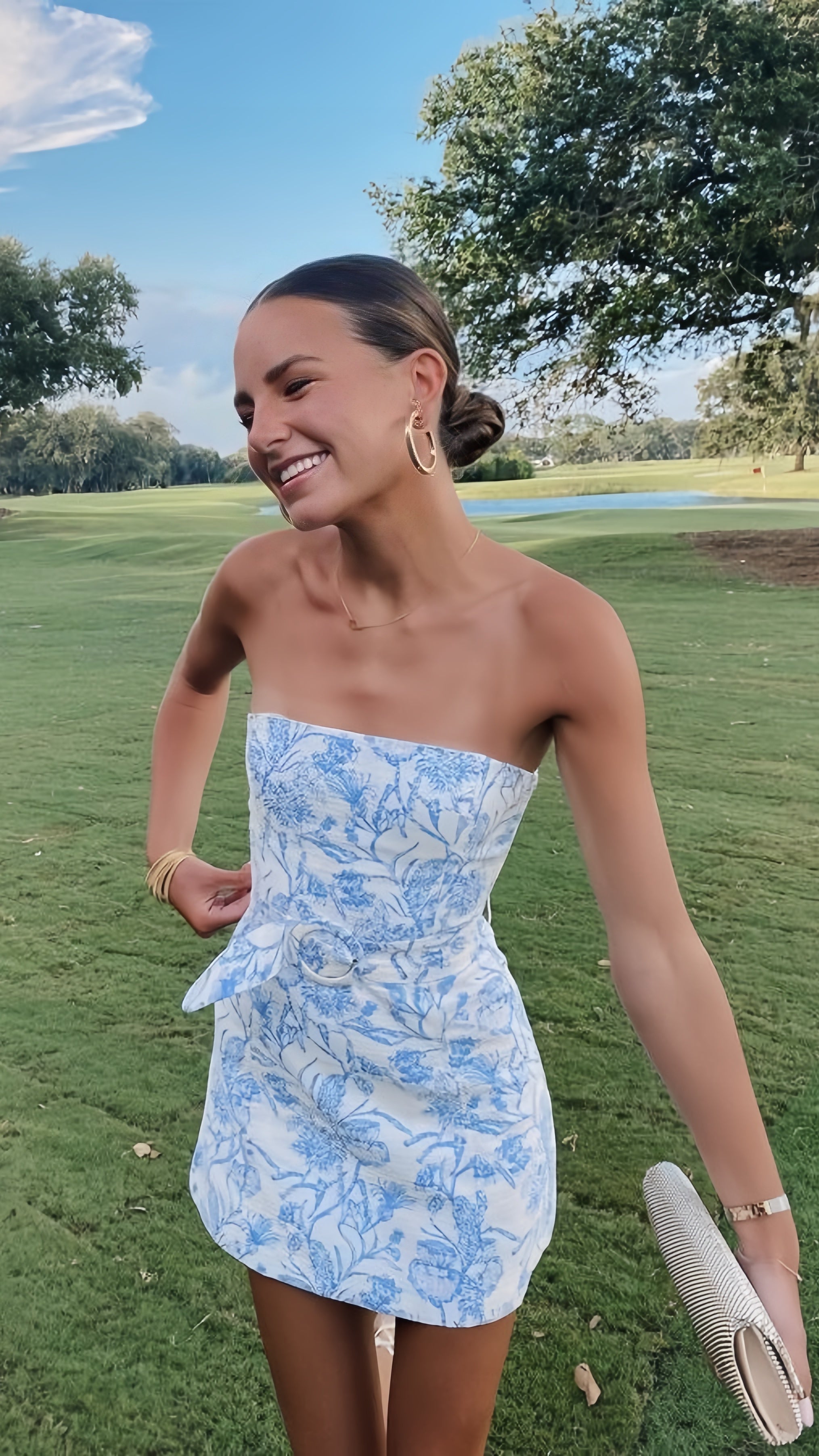 Bravo Floral Print Homecoming Dress Strapless Mini Party Gown, Main image