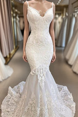 Amazing Appliques Tulle Mermaid Wedding Dress